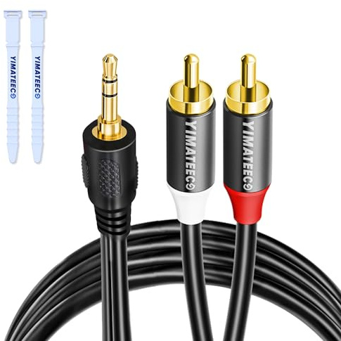 YIMATEECO Cinch auf Klinke 3,5mm Klinke auf 2 RCA Kabel Stecker Aux Stereo Audio Kabel RCA Audio Y Splitter Adapterkabel für HiFi-Systeme Lautsprecher (1M, 3,5mm auf 2x Cinch Cable)