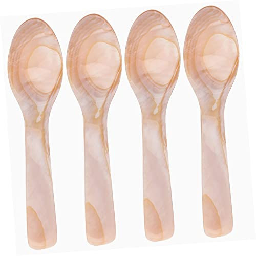 Cabilock Cuchillería 4 Piezas cuchara de nácar cuchara para postres cuchara para servir helado ice cream scoop cucharillas cucharas de cafe cuchara de conchas naturales cucharas de postre