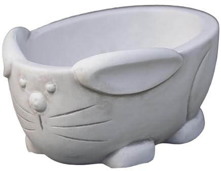 gartendekoparadies.de Ostern - Pflanzschale Hase, Pflanzgefäß aus Steinguss, H. 17 cm, 39 x 25 cm, 10 kg, Grau, frostsicher