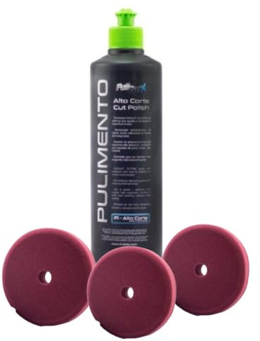 AutoFullCar - Kit Pulido - Pulimento Alto Corte FullCarX 500ml + 3 Boinas diferentes Acabados - Para Pulidora 150 mm. - Carrocería - Faros (Pulimento + 3 Boinas Alto Corte)