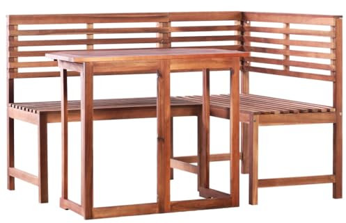 HETFTJN 2-TLG. Bistro-Set, Balkon Tisch Und Stühle Garten Essgruppe Balkontisch Klein Garten Sitzgruppe Geeignet für Außen Garten Wenig Platz Balkon Akazie Massivholz