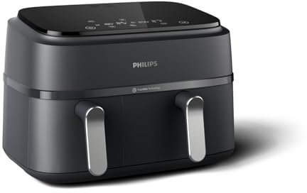 AirFryer PHILIPS NA351/00 Edelstahl 9,0 l Doppelschüssel 38,25 x 44,39 x 31,42 cm