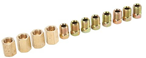 Bremsleitungs-Armaturen-Set, Messing-Bremsleitungs-Armaturen-Set, 3/8-Zoll-24-Gewinde, Messing, 12-teiliges Messing-Bremsleitungs-Armaturen-Sortiment für 3/16-Zoll-Rohre