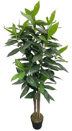 Rebecca Mobili Cassia Artificiale, Pianta Finta Grande da Arredo, Verde Marrone, PEVA Legno, Realistica, Folta, con Vaso - Misure HxLxP: 145 x 40 x 40 cm - Art. RE7041