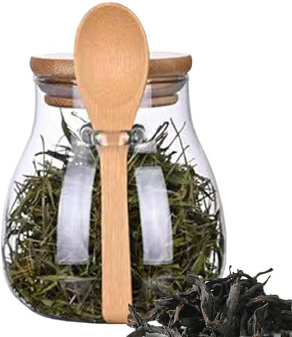 Azucarero con tapa y cuchara,Tarros con cuchara y tapa - Recipiente de | almacenamiento de vidrio, recipiente hermético para almacenamiento de alimentos - especias, sal, utensilios de cocina, azucar