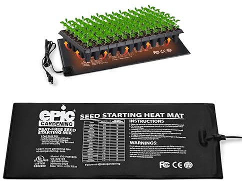 Epic Gardening Tappetino termico per piantine - Tappetino riscaldante in PVC resistente ad alte prestazioni da 20 W per germinazione, crescita e fermentazione dei semi, calore durevole e affidabile