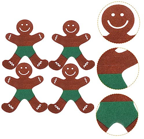 Ciieeo 4stücke Besteckhalter Lebkuchenmänner Geschirr Utensil Abdeckungen Weihnachten Halter Für Partys Und Dekoration