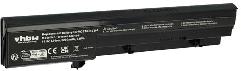 vhbw Batterie Remplacement pour Dell NF52T, P09S, P09S001, 7W5X09C, 93G7X, GRNX5, V9TYF, XXDG0 pour Ordinateur Portable (2200mAh, 14,8V, Li-ION)