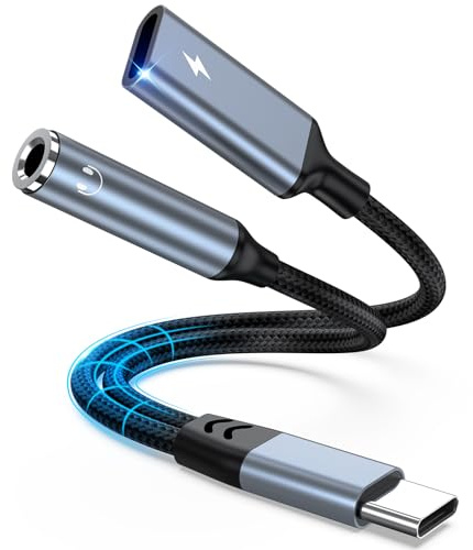 Adattatore USB C vers Jack 3.5mm avec Charge Rapide PD 60W Chargeur 2 en 1, USB Type C Audio Casque Adaptateur Câble avec DAC pour iPhone 15 Pro Max, Samsung Galaxy S24/S23/S22/S21 Ultra, Pixel/Huawei