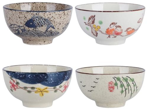 ZPPLD 4 Ciotole Ceramica Set,Ciotola Colazione,350 Ml Ciotole Per Dessert In Ceramica, Ciotole Per Insalata,Gelato,Salse Per Salse,Biscotti, Dessert,Noci,Frutta (1)