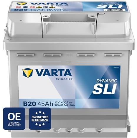 VARTA Automotive DYNAMIC SLI (B20) 12V 45Ah 400A - Nassbatterie KFZ mit Standardausstattung & ohne Start-Stopp System - Starterbatterie für einfachen Energiebedarf - Bleisäurebatterie wartungsfrei