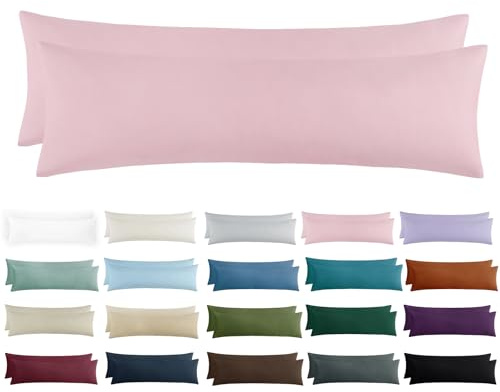 Tifschlaf Seitenschläferkissen Bezug 40 x 145 - Kissenbezug 40x145 Seitenschläfer Kopfkissenbezug 2er Set Rosa mit Reißverschluss aus Mikrofaser Weich, 145x40 cm Pillow Case