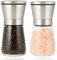 2 Pièces Moulin à Poivre - Salières et Poivrières - Poivrier, 180 ml*2, en Acier Inoxydable et Verre, Mécanisme de Broyage en Céramique Réglable, Idéal pour Moudre et Recharger Sel, Poivre et Piment
