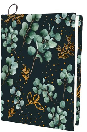 CRASPIRE Funda Elástica para Libros Diseño Hojas Estilo Retro Lavable Reutilizable Nailon Ideal para Libros Tapa Dura 9 x 11 Pulgada Aulas