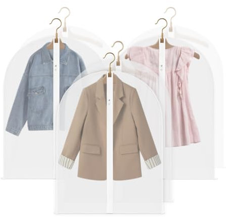 Copriabiti Antipolvere 60x80 cm, 6 pezzi, Copriabiti Trasparenti con Cerniera, Antipolvere Antitarme Impermeabili e Anti Umidità con Cerniera per Camicia Costumi Cappotti Giacca, S