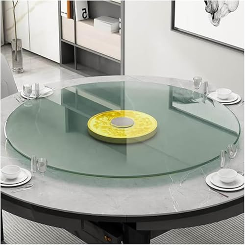 GOUZIBHD Grand Plateau Rond Pivotant, Plateau Tournant Lazy Susan en Verre Trempé Robuste, Plateau de Service Transparent À 360° pour Table de Salle À Manger Banquets Fêtes Famille(Size:60cm)