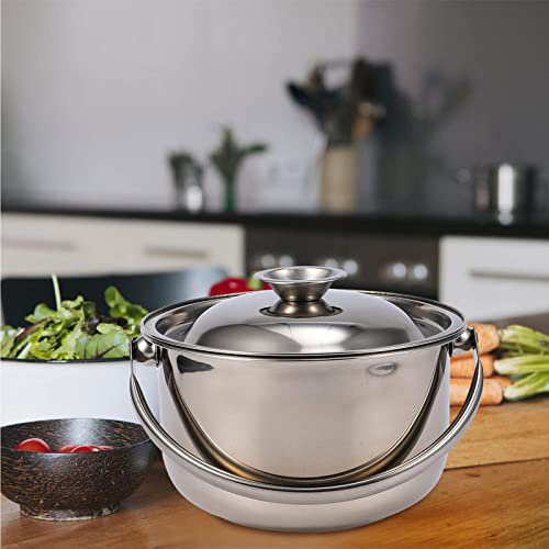 GAOBINGB Olla portátil de Acero Inoxidable de 22 cm: sopera y freidora Multifuncional, tazón Grande para Mezclar ensaladas, tarros de Especias de Cocina con Tapa, Ideal para Uso doméstico y en restau
