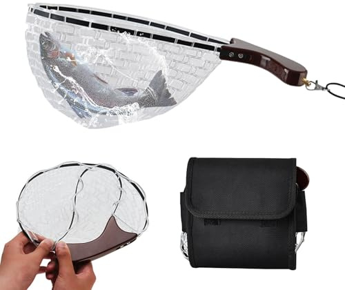 Kustimantu Épuisette de basse, pliable avec poignée pour bassin, filet de capture vivante portable pour rivière, lac, étang, côte, perche, poisson-chat