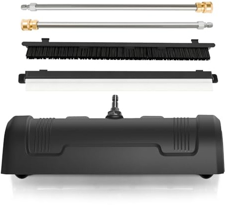 GALAXYER Pressure Washer Surface Cleaner, Metal Floor Washer Accessories for Driveways Sidewalks Patios with 2 Extension Pole Attachments, 1/4-inch Quick Coupler