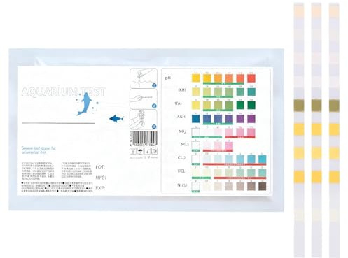 VZU 100-Pack Water Testing Kits for Aquariums, Tropical Fish Tank Water Test Kit, Ammonia Test Strips, 9-in-1 Aquarium Test Strips for Freshwater Saltwater Tanks, Ponds, Pools