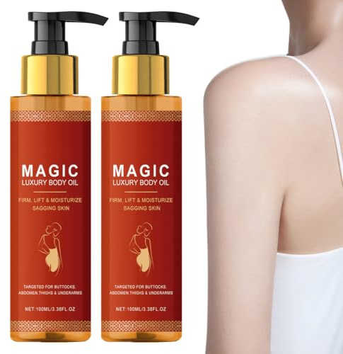 2 Pezzi Magic Luxury Body Oil, Magic Olio Per Il Corpo, riduce le linee sottili, migliora l'elasticità, Olio Da Massaggio Facilmente Assorbibile Per Ridurre Le Linee Sottili Su Addome/Cosce/Braccia