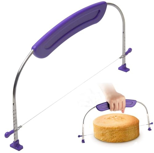 Adjustable Cake Leveler Cutter, 9 Heights Stainless Steel Wire Cake Slicer with Stabilizing Feet, for 10 Inch Layer Cakes - Baking Tool for Wedding, Birthday, Home & Bakery