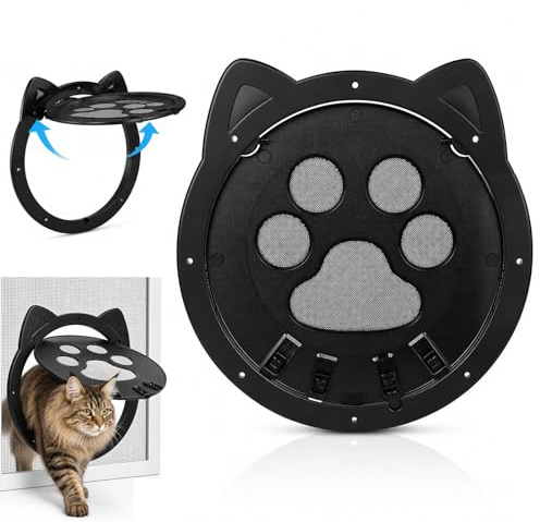 Katzenklappe für Fliegengitter, Katzentür für Fliegengitter, Katzen-tür für FensterKatzenklappe Innentür Aussentür Hundeklappe mit Magnet und Schloss Katzentür