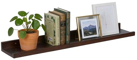 Relaxdays Mensola da Parete in Noce, Marrone Scuro | Sospesa per cornici e oggetti decorativi 80 cm
