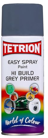 Tetrosyl Easy Spray Hi Build Grey Primer 400ml Quick-Drying Aerosol for Wood, Metal, Plastic & Ceramic Surfaces