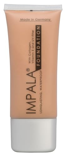 IMPALA | Långvarig grundfärg 05 | Full täckning Foundation | Vattentålig makeup | Kollagen och E-vitamin | Smink med solskydd | UV-ljusfilter