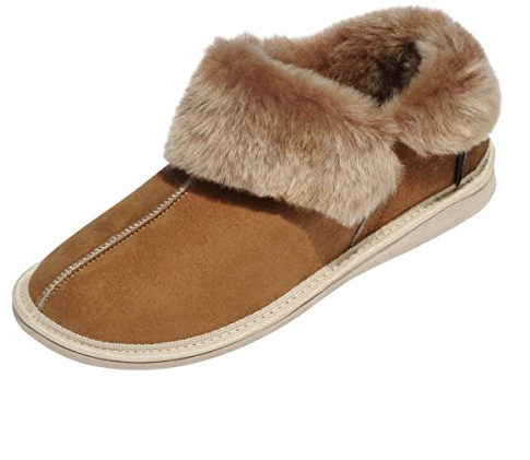 Hollert Lammfell Hausschuhe Kanada Cognac Premium Damen Fellschuhe aus 100% Merino Schaffell
