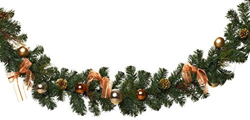 Heitmann Deco Tannengirlande - für innen - Weihnachtsgirlande - Dekogirlande - natürliche Dekoration - Grün - Kupfer