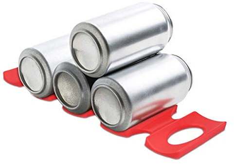 kwmobile 1x Faltbarer Flaschenhalter Kühlschrank Schrank - 31 x 9,5 x 1,0cm - Silikon Flaschenablage Stapelhilfe in Rot