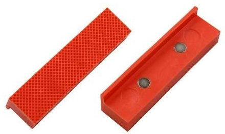 Morsa a vite, 2 ganasce di protezione, 100 mm, ganasce magnetiche in TPU