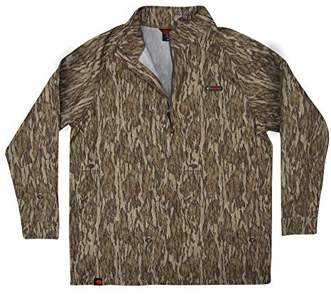 Mossy Oak Men's Hunting Shirts Lightweight Camo Tibbee Tech Stretch Quarter Zip Camicia, Bottomland, L Uomo