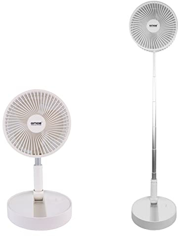 AMOS 7 USB Rechargeable Battery Operated Foldable Mini Desk Fan Cordless 3 Speed Portable Cooling - Small, Quiet Desk Fan for Bedrooms, Desktops, Office and Travel
