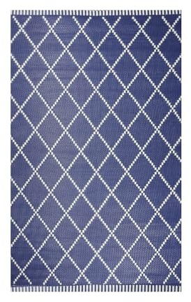 Gardenwize - Reversible Indoor/Outdoor Garden Rug, Beach Patio Decking Terrace Balcony Rug - Waterproof, Lightweight - UV Resistant, Easy To Clean (120 x 180 cm, Navy/Cream)