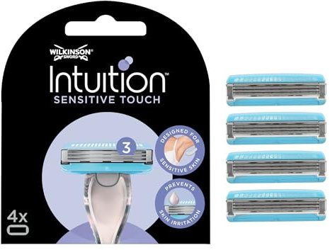 Wilkinson Sword Intuition Sensitive Touch, 4 Ersatzklingen mit 3 Klingen, Ersatz für Intuition Sensitive Touch-Rasierer, kompatibel mit der Produktreihe Intuition Complete