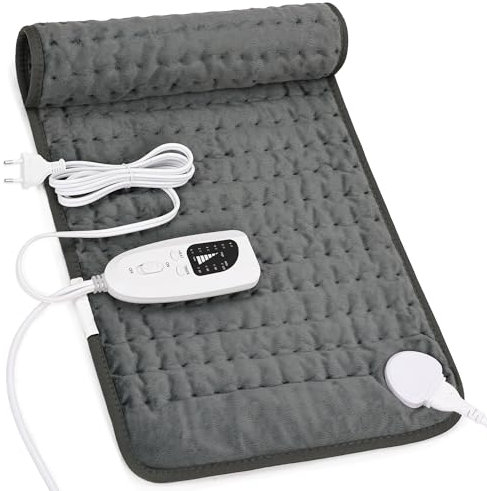 Couverture électrique lombaire, couverture chauffante à sec et humide pour dos, cou, épaules, Abdomen avec contrôleur, flanelle douce, gris foncé, 30 x 60 cm