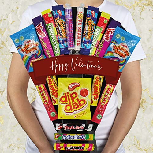 The Retro Sweets Bouquet With Dip Dab, Black Jack, Fruit Salad & More - Happy Valentine's
