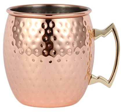Cyrank 19oz Moscow Mule Copper Mugs Set of 2, 550ml Stainless Steel Large Capacity Hammer Point Bar Beer Cup for Cocktail Hammered Cup Mug Fruit Mug