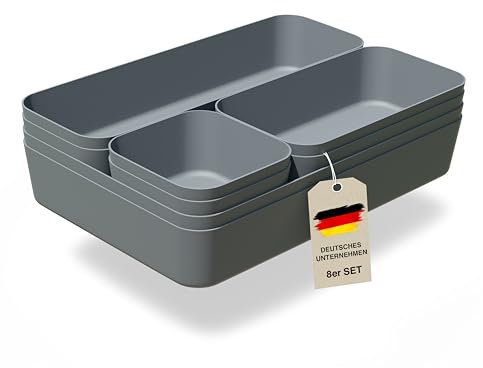 VMbathrooms Schubladen Organizer Set für jeden Bedarf | Praktische Schreibtisch Sortierboxen | Schubladentrenner – Ihr idealer Ordnungshelfer im Alltag für Büro & Haushalt (Anthrazit)