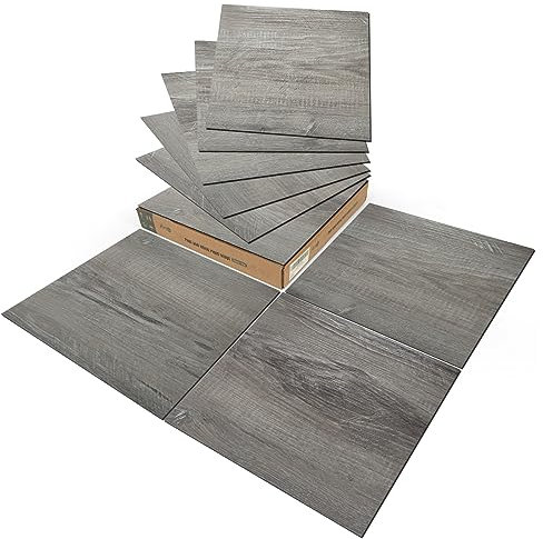 Art3d PVC-Bodenbelag Selbstklebende Bodenfliese Fliesen 30 x 30 cm DIY Vinyl-Dielen Vinylboden Wasserdichter Dielenboden Holzoptik Küche Esszimmer Schlafzimmer 30 Stück Taupgrau 2,7 m²