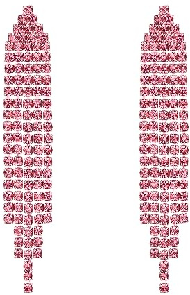 Clearine - Pendientes con borlas largas de strass para mujer, colgantes, de cristal, para novia, joyería de boda, 0.5 pollici x 2.8 pollici, Cristal