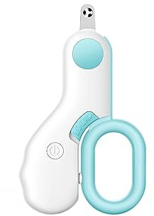Mioyow - Cortador de garras para gatos profesional, 2 mm, agujero de corte circular, cortaúñas para gatos, herramienta de aseo para perros con luz LED para gatos y perros