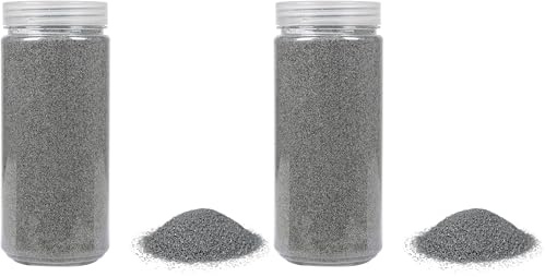 HEKU Hochwertiger grauer Dekosand (ca. 750g) I Feine Körnung (0,1-0,5mm) I Wiederverschließbare Dose I Vielseitig für Deko und Bastelarbeiten (Packung mit 2)