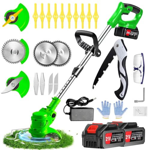 Desbrozadora Batería, 21 V Cortabordes Bateria, 4 en 1 Desbrozadora electrica, Longitud retráctil, Desbrozadora Adecuado para Jardines y césped.
