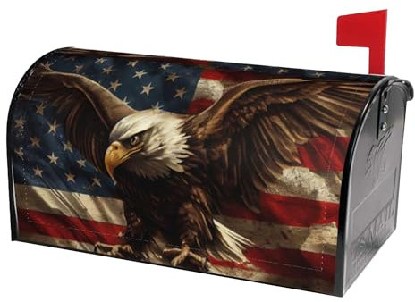 Mailbox Covers Magnetic Standard Size,18x21 American Eagle with Flag Spring Summer Magnetic Mailbox Covers for Holiday Outside Yard Decor