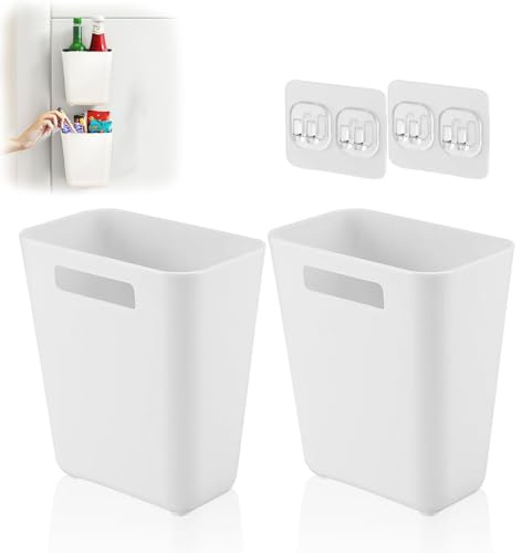 2 Stück Selbstklebende Wandmontierte Aufbewahrungsbox, Küchenschranktür Aufbewahrung, Badezimmer Organizer, Multifunktion Geeignet Für Kühlschrank, Küche, Bad, Schlafzimmer (Weiß)
