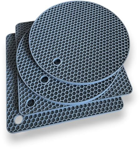 Premium Topfuntersetzer aus Silikon (4er Set) Hitzebeständig Topflappen Spülmaschinenfest rutschfest Wabenmuster Multifunktional